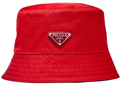 prada bucket hat red stripe|prada fluffy bucket hat.